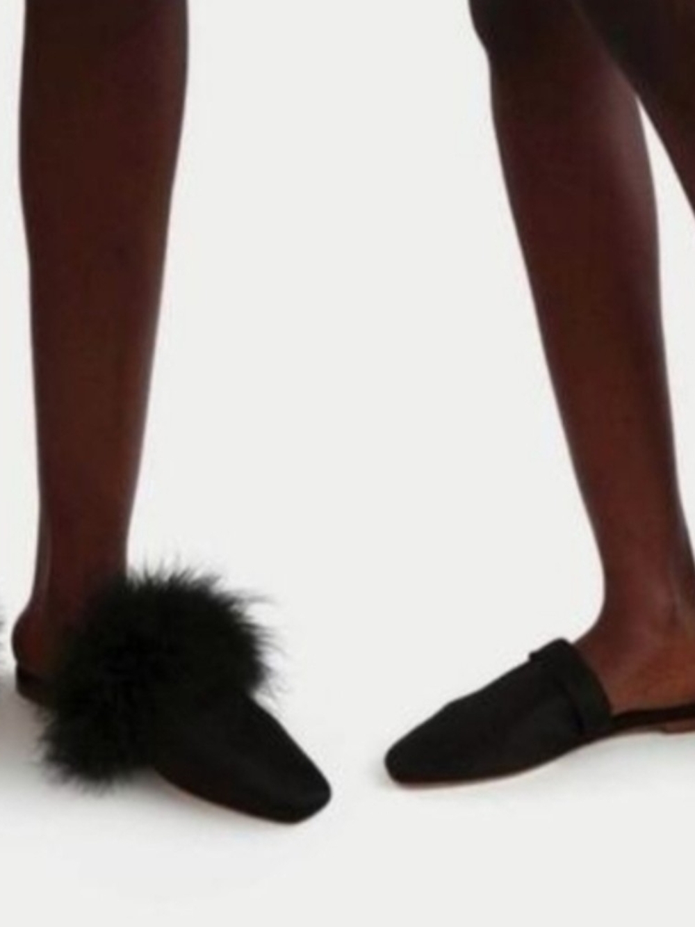 Sleeper Black Silk Satin Manon Feather Trim Slippers Size EU 40 US 10 UK 7.5 - Picture 5 of 9